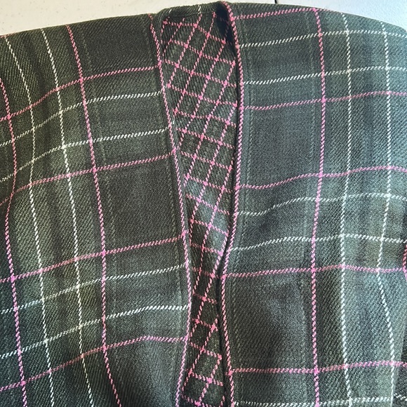 Olive Green & Pink Plaid Reversible Wrap, OS - Picture 6 of 6